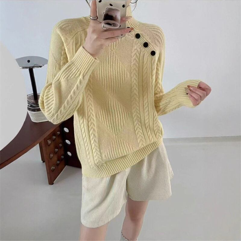 【tops】ハイネックニットトップス Q7159