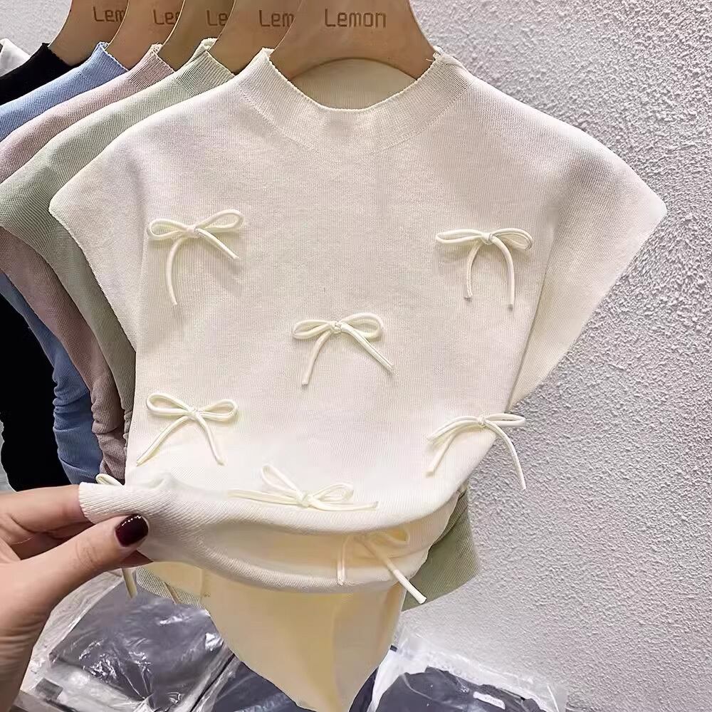 【tops】5色リボンニットタンクトップF7261