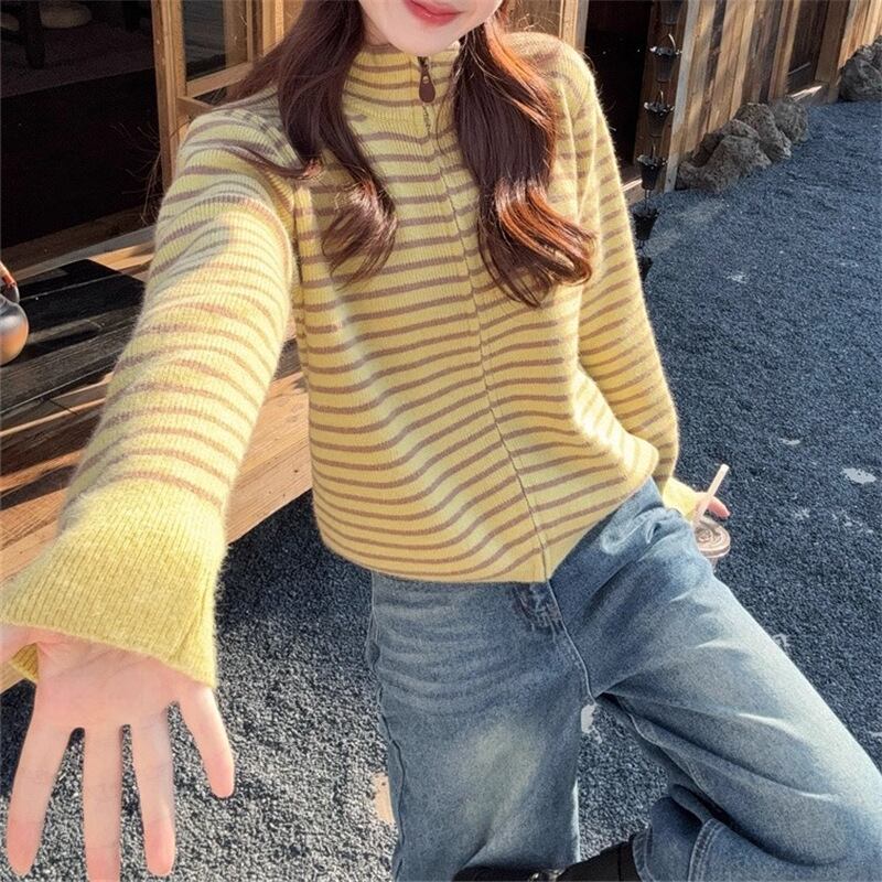 【outer】ハイネックニットカーディガン Q7068