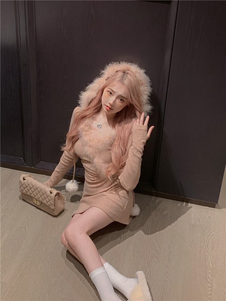 【dress】ファーニットワンピース　M28195