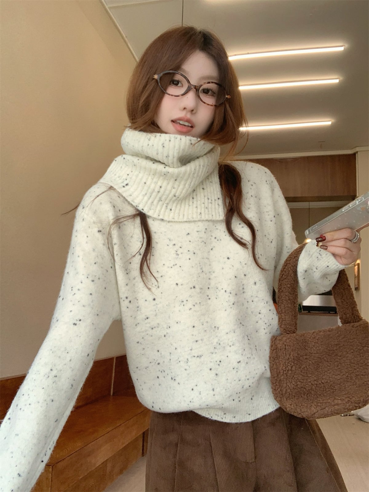 【tops】ニットセーターマフラー付き　M27672
