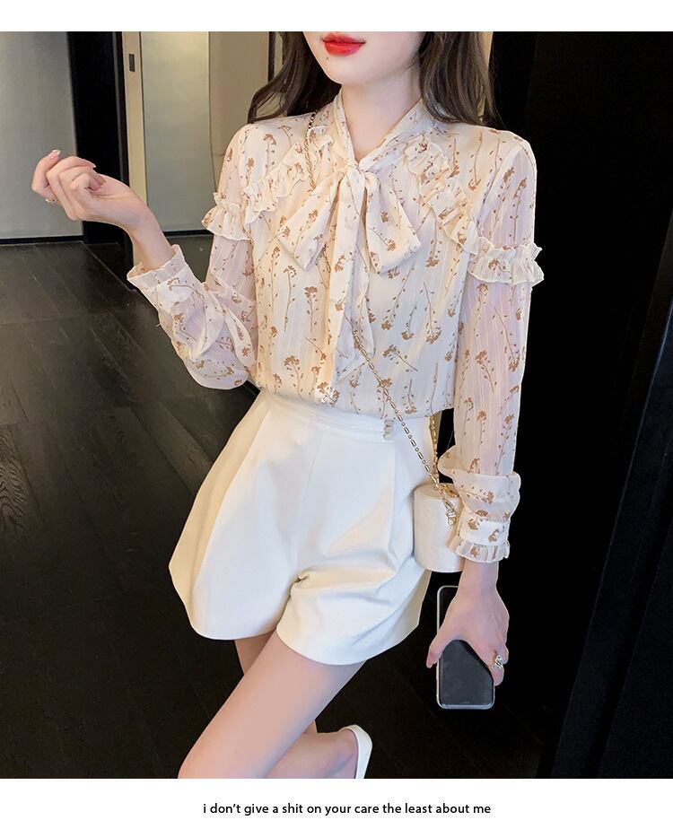【tops】リボン付きシャツトップス　M18727