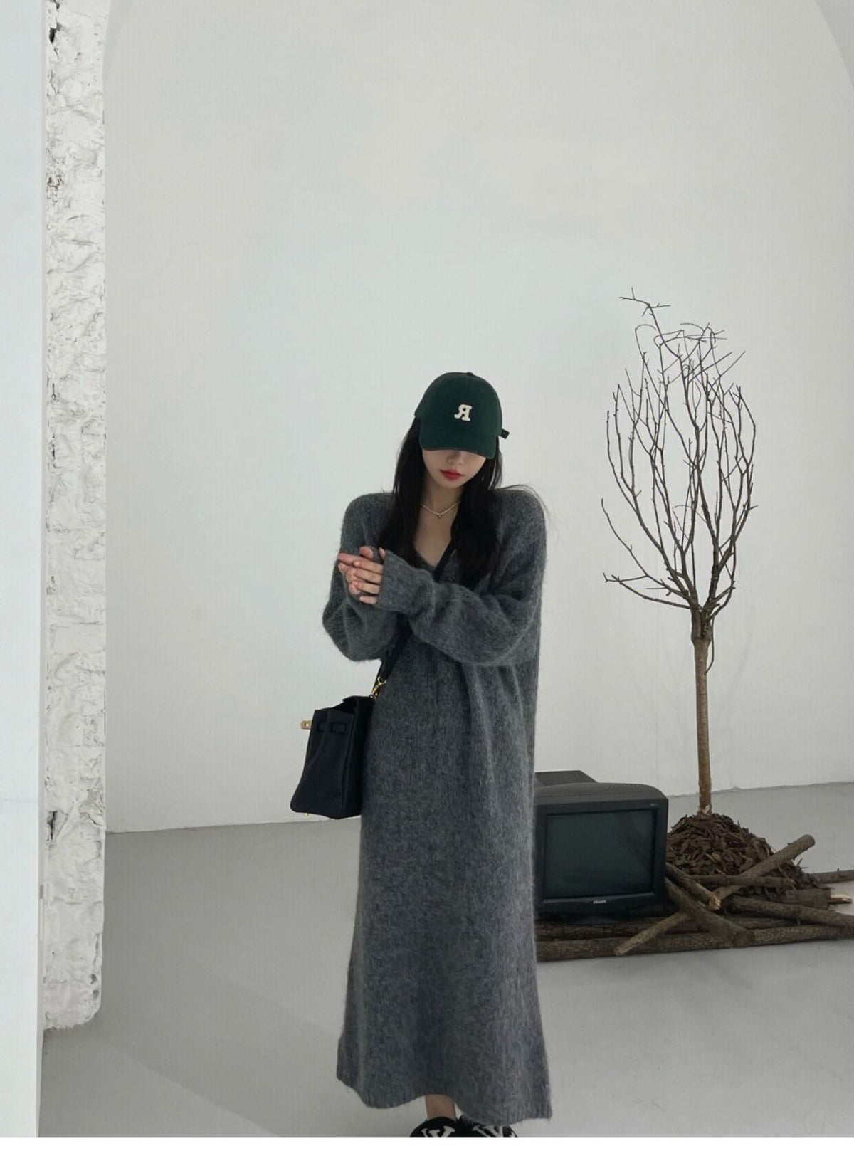 【dress】Vネックニットワンピース　M27241