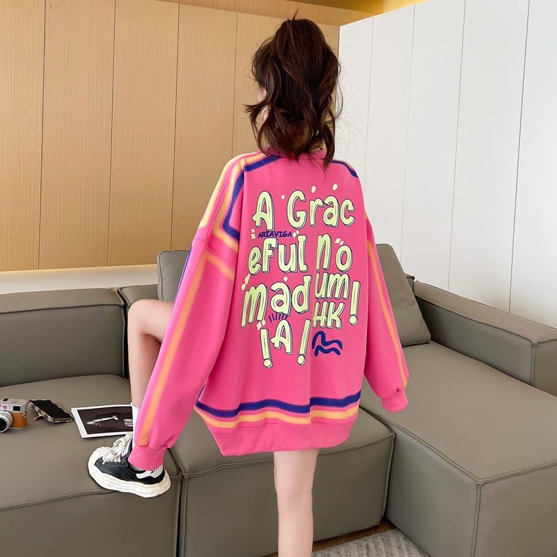 【tops】クルーネックプリントプルオーバー　M18639