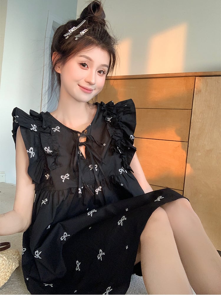 【dress】リボン刺繍ワンピース　M25039