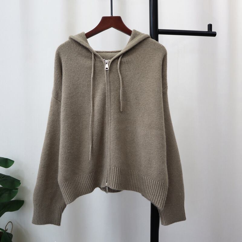 【outer】フード付きニットカーデ　M27372