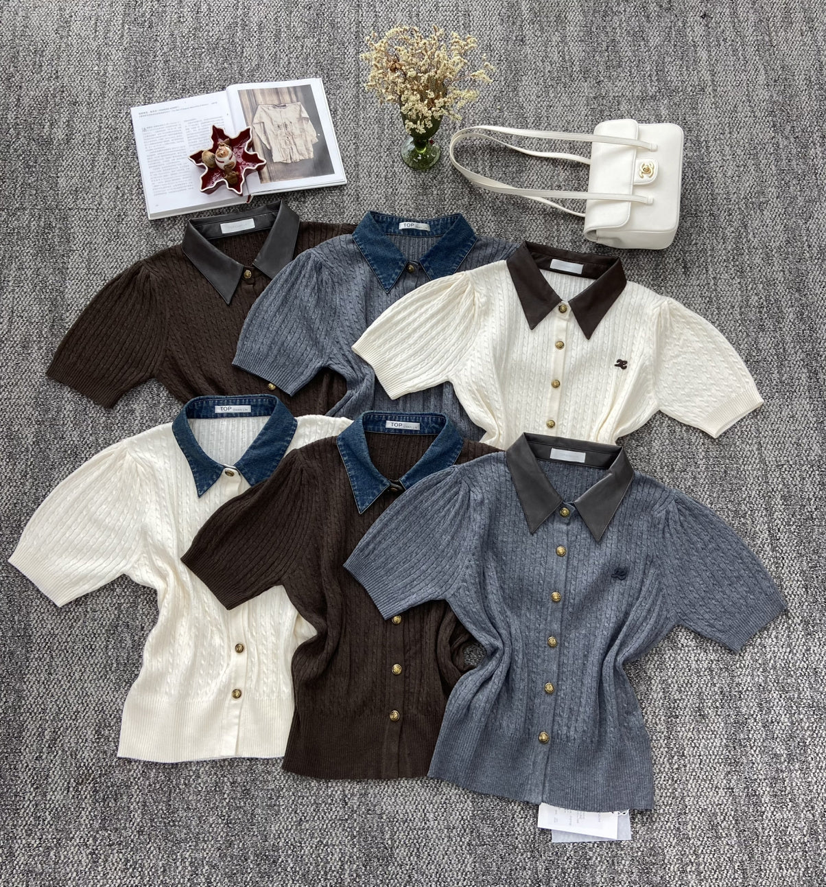 【tops】ポロネックニットトップス Q8938