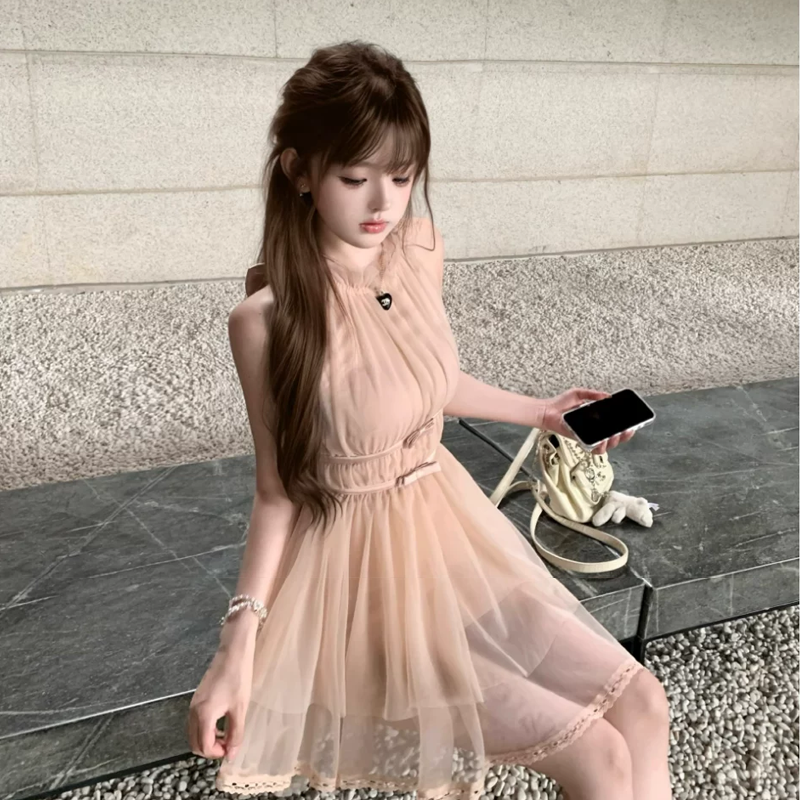 【dress】バックリボンチュールミニワンピース　M31380