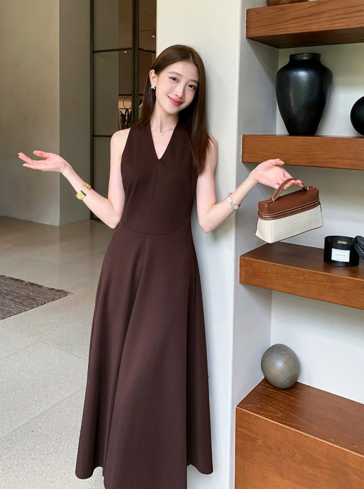 【dress】ノースリーブロングワンピース Q8931