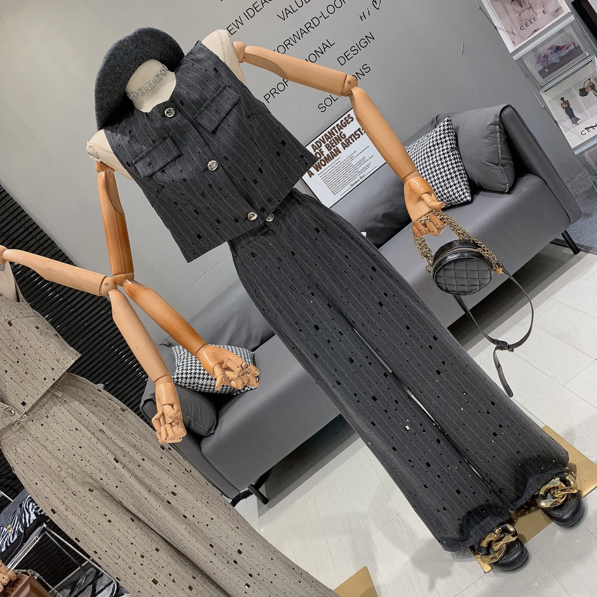 【set】ノースリーブトップス×ワイドパンツセット　M24990