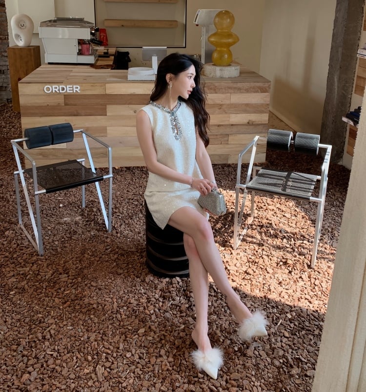 【dress】スパンコール付きツイードワンピース　N2554