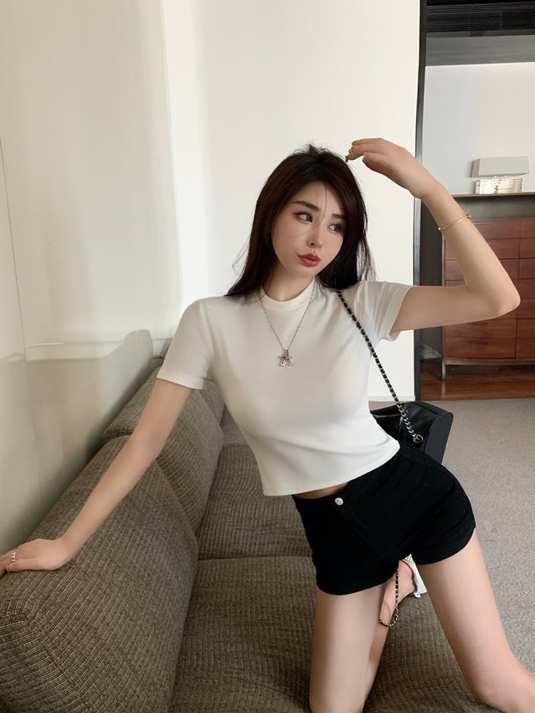 【tops】ラウンドネック半袖ＴシャツF7348