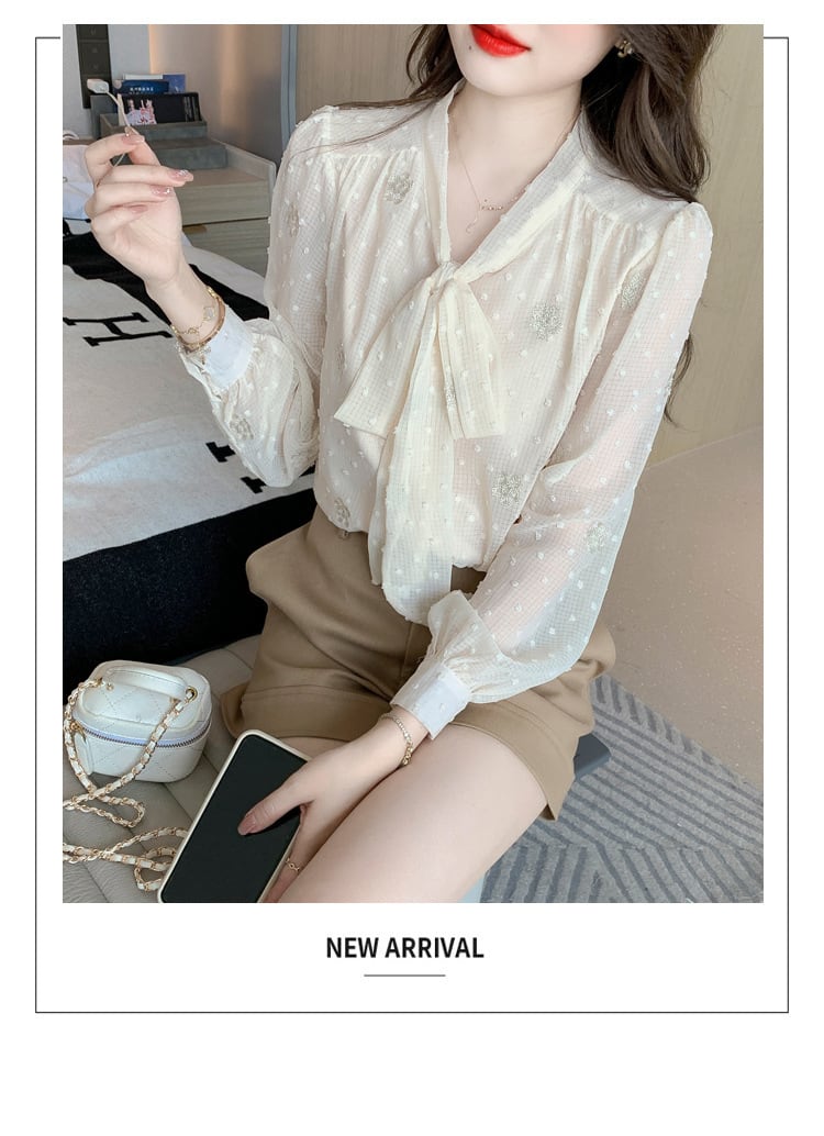 【tops】リボン付きシャツトップス　M28633