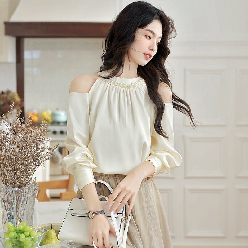 【tops】オフショルダーシャツトップス　M29093