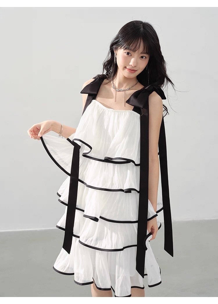 【dress】ショルダーリボンボリュームエアリーワンピース N3554