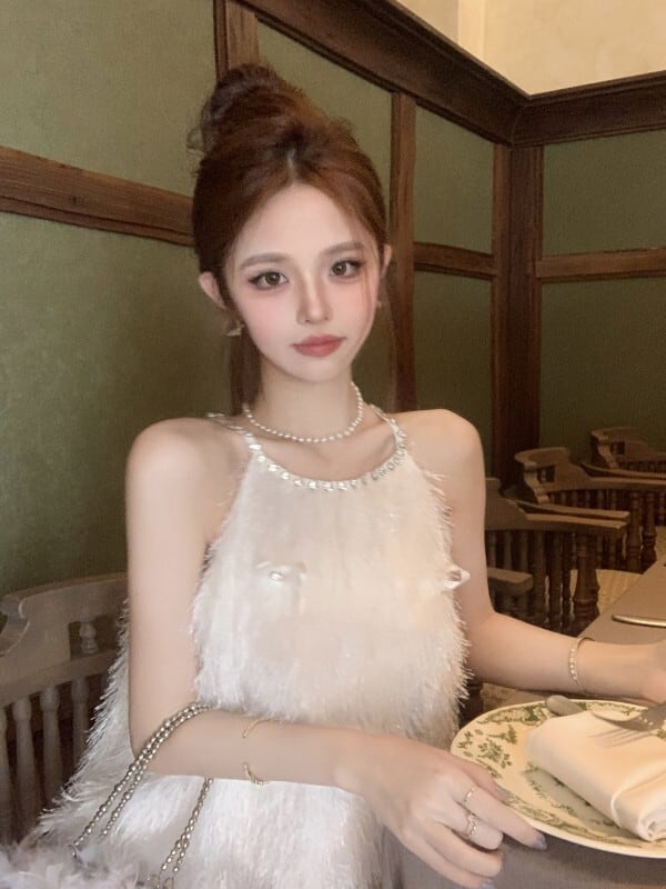 【dress】ビジューホルターネックワンピース　M24775