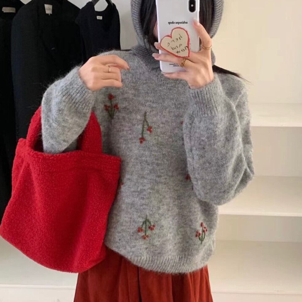 【tops】刺繍ニットセーター　M29042