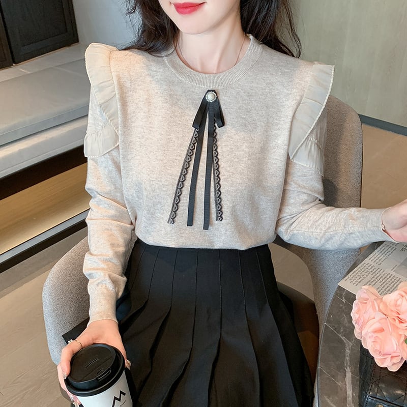 【tops】フリルニットトップス　M26211