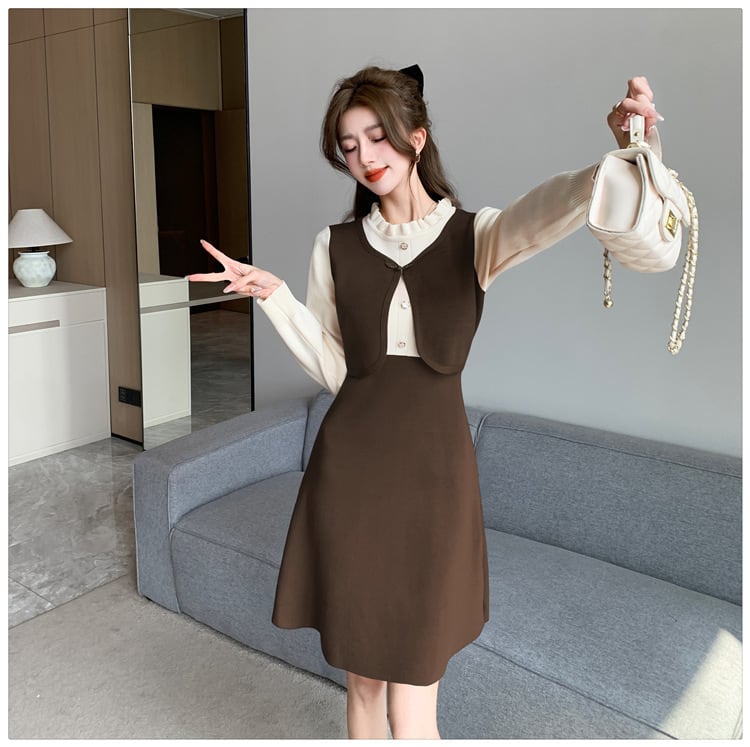 【dress】ドッキングニットワンピース　M18711