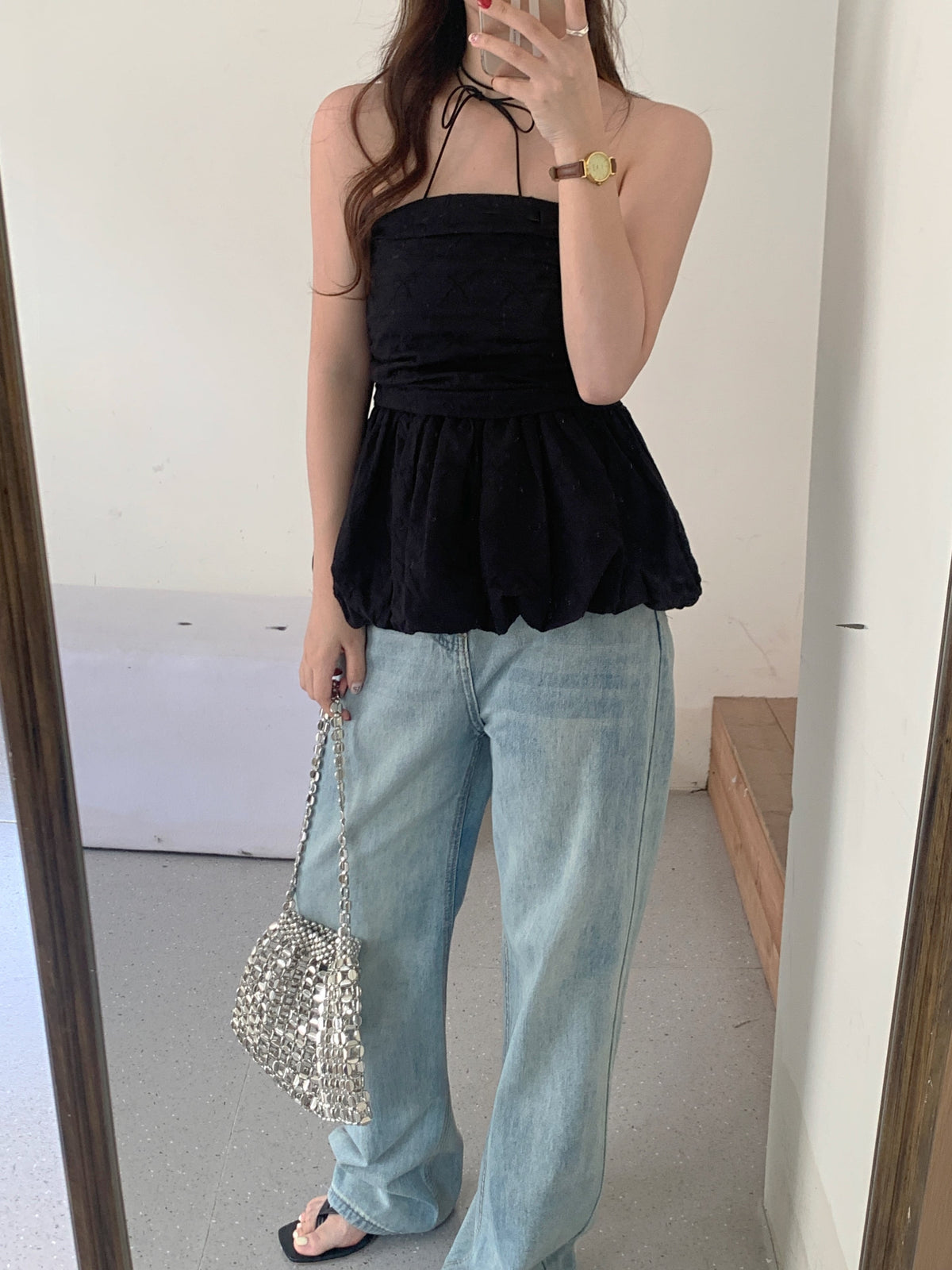 【tops】リボンプリントベアトップ　M24485