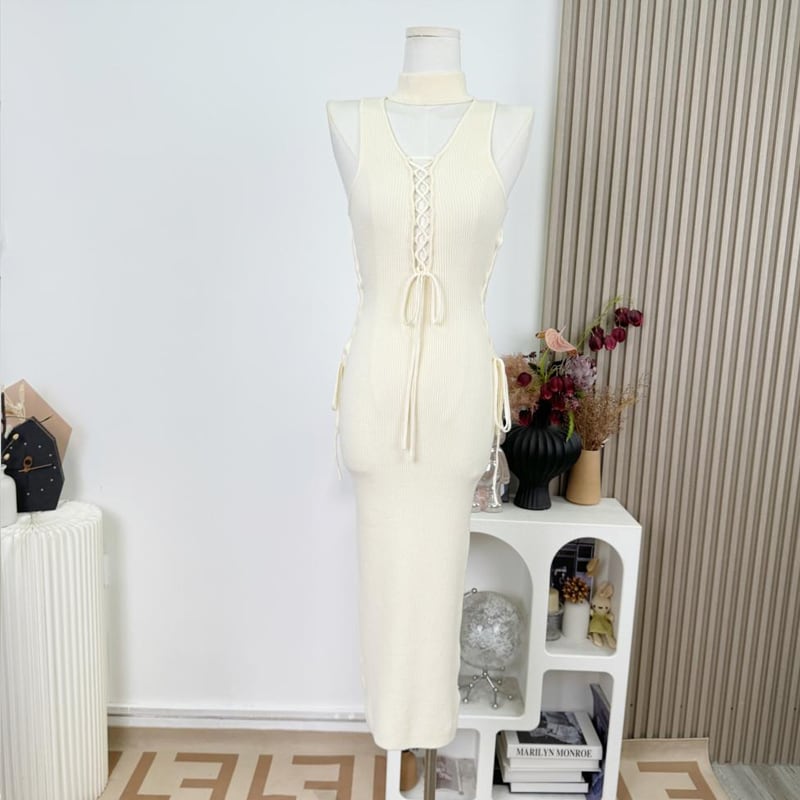 【dress】ノースリーブニットワンピース Q7633