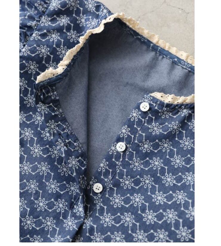 【tops】デニムプリントトップス　M30192