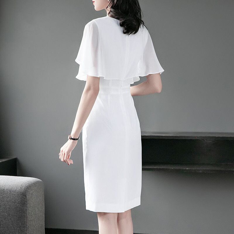 【dress】シフォン ファッション!OL通勤気質満点夏スウィートタイト着痩せ ワンピース G8075