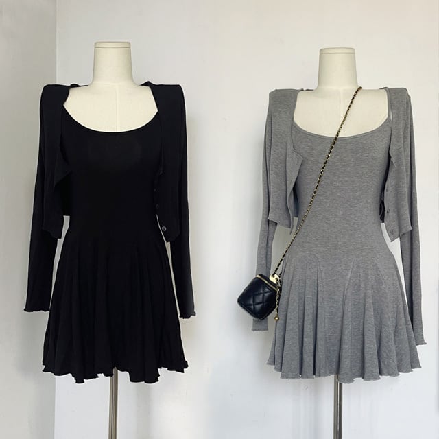 【set】紫外線カットカーディガン+キャミワンピース2点セットF7289