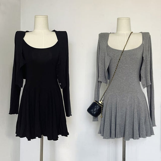 【set】紫外線カットカーディガン+キャミワンピース2点セットF7289