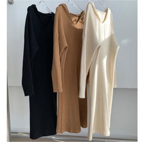 【dress】フード付きニットワンピース　M18237