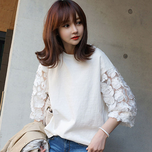 【tops】レース7分袖TシャツG21931