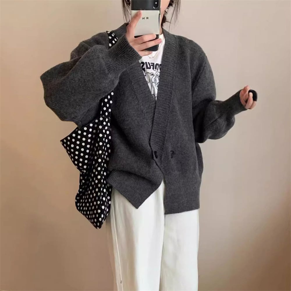 【outer】Vネックニットカーデ　M25974