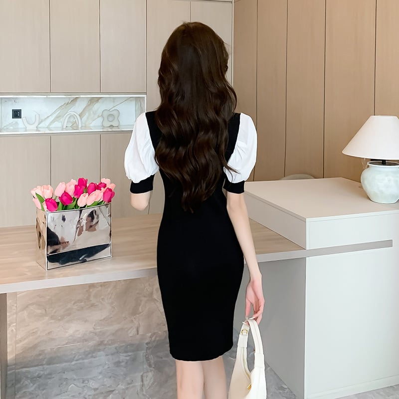 【dress】ラウンドネック切り替えワンピースF7284