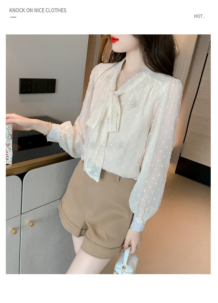 【tops】リボン付きシャツトップス　M28633