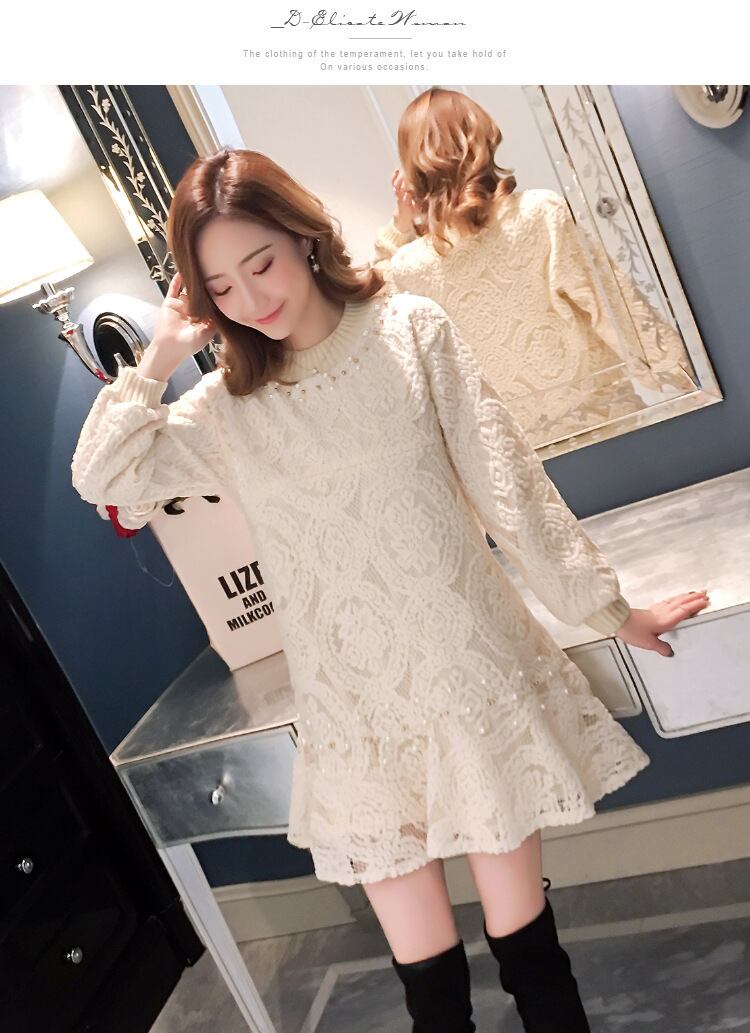 【dress】裹起毛フリルレースワンピース　M27890