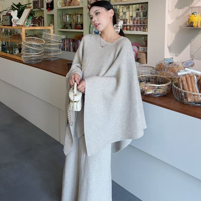 【set】イレヘムニットトップス×キャミワンピースセット Q6670