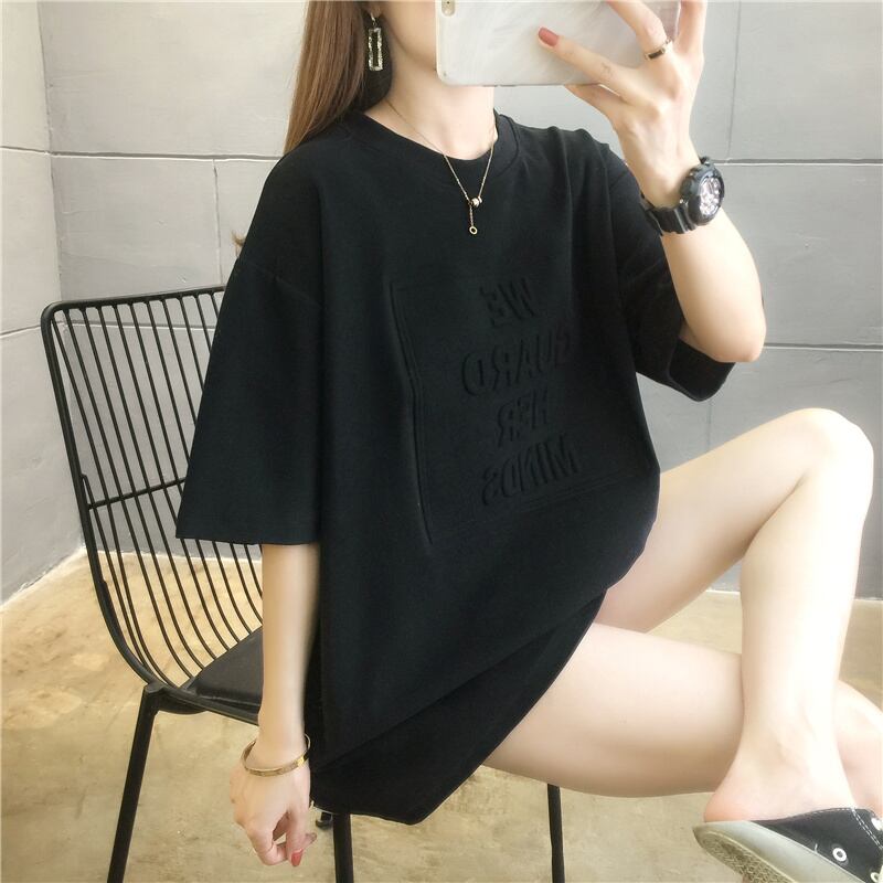 【tops】清新合わせやすいラウンドネック半袖ゆったり着回しファッションTシャツF0032