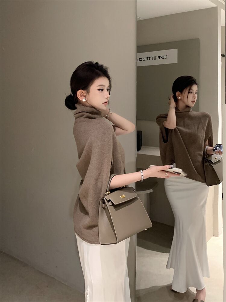 【tops】ハイネックニットケープ　M27049