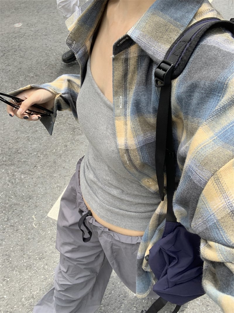 【tops】チェック柄シャツトップス　M25664
