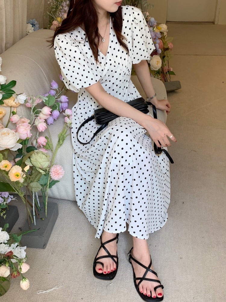 【dress】ドット柄ワンピース　M24778