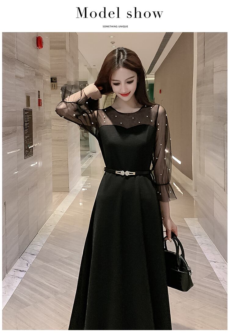 【dress】優しい雰囲気!韓国風気質満点魅力的レトロパフスリーブワンピース G0188