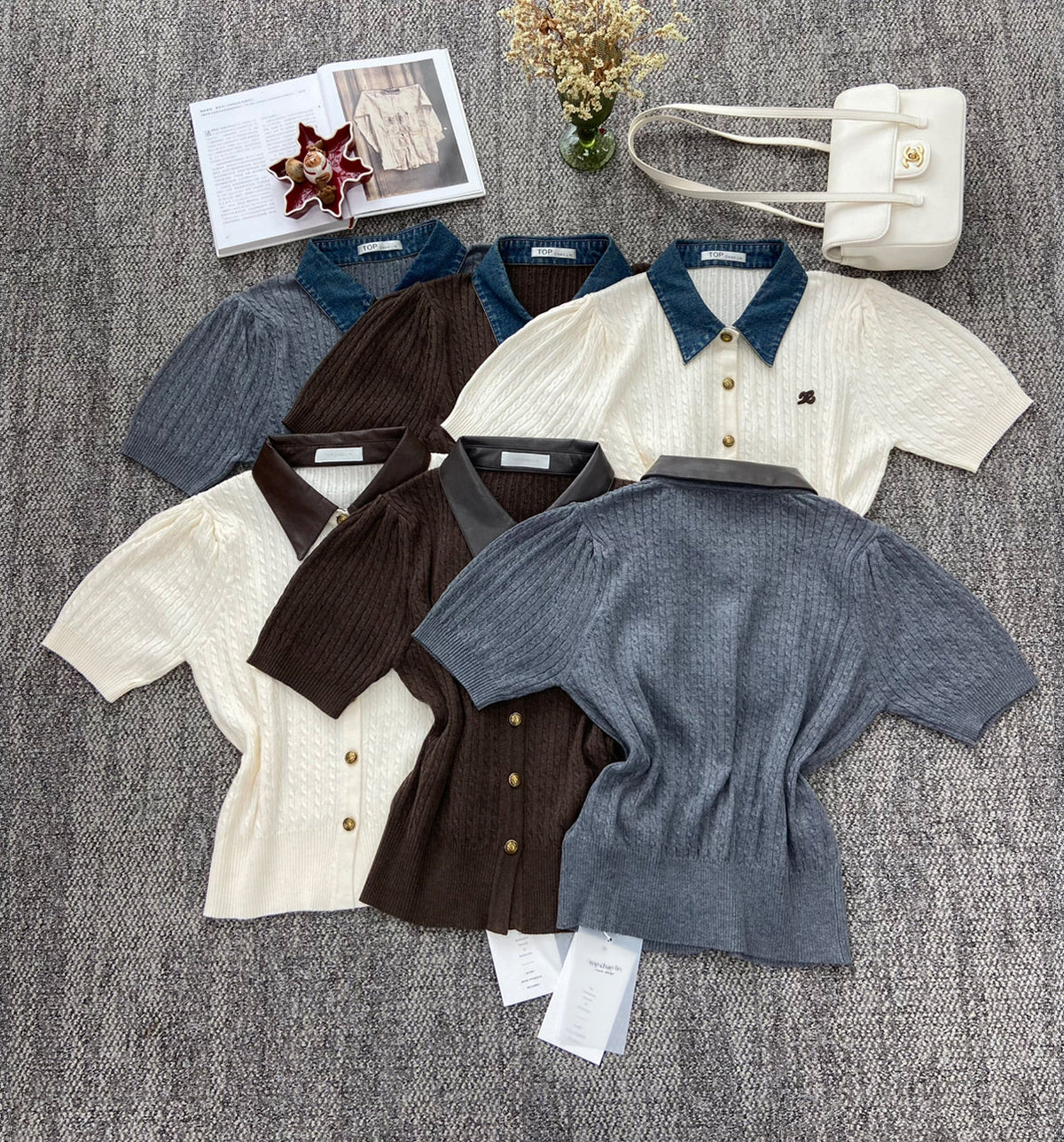 【tops】ポロネックニットトップス Q8938
