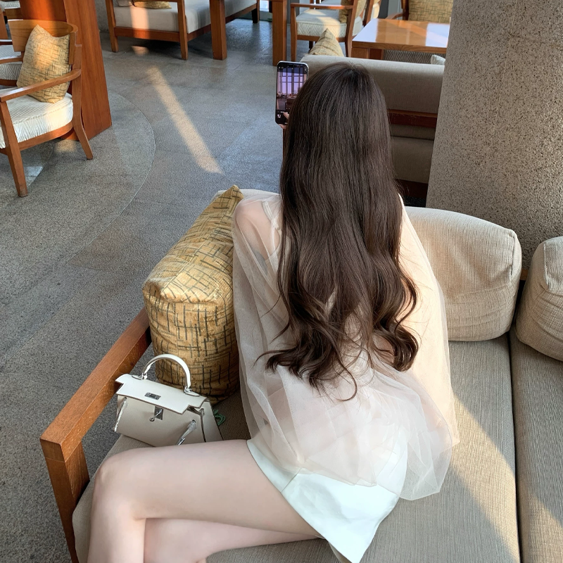 【tops】チュールフェイクレイヤードトップス Q8388