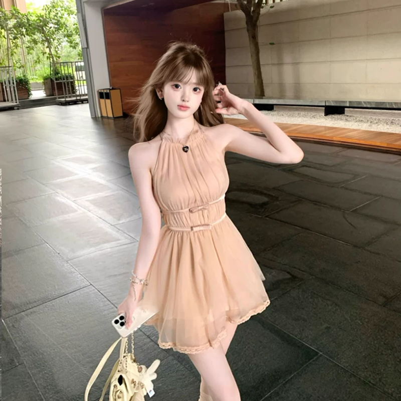 【dress】バックリボンチュールミニワンピース　M31380