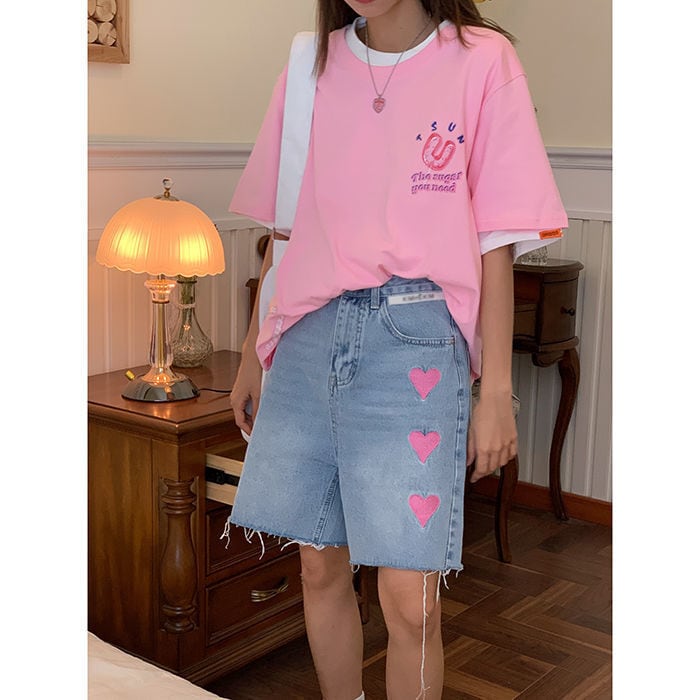 【bottoms】ハートデニムショートパンツG21294