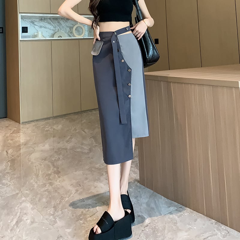 【bottoms】不規則ハイウエストスカートG20941