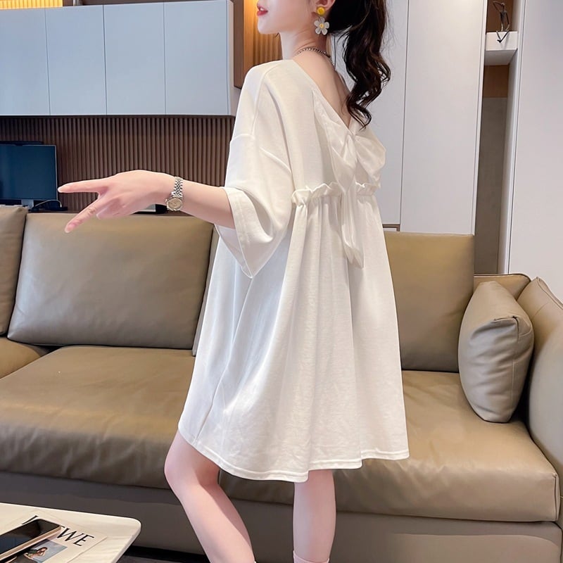 【tops】リボン付きTシャツ　M24349