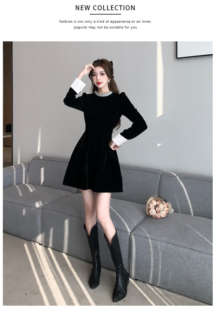 【dress】ビジュードッキングワンピース　M28245