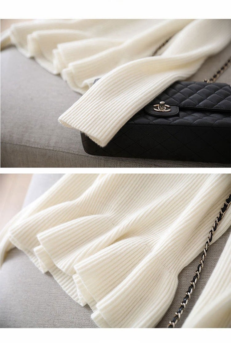 【tops】フリルニットセーター　M25419