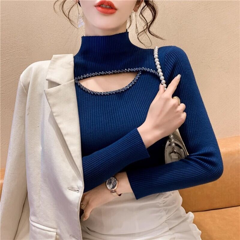 【tops】ビジューニットトップス　M27075
